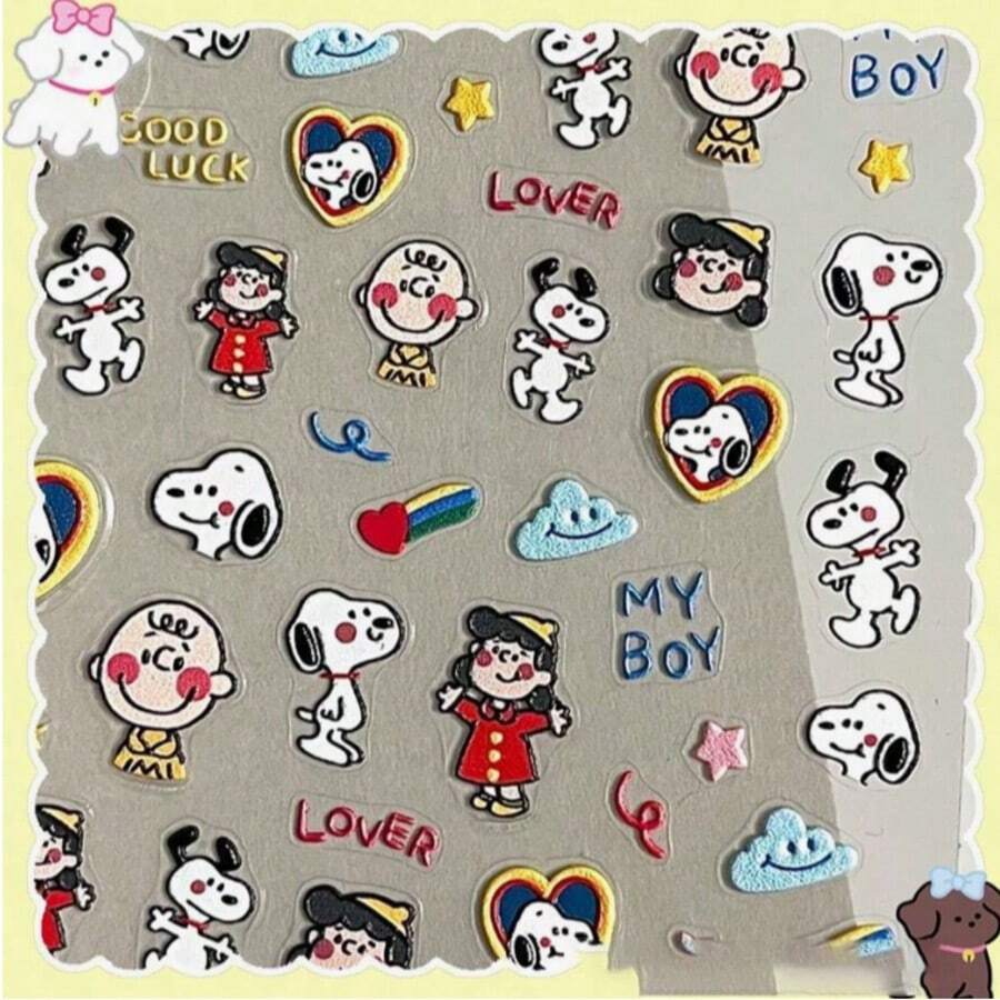 1 miếng dán trang trí tự làm hình Snoopy, hình hoạt hình dễ thương chống thấm nước, quà tặng phổ biến cho năm mới, ngày Valentine, lễ Phục sinh [Kiểu ngẫu nhiên] - Nhiều màu - Xem 1