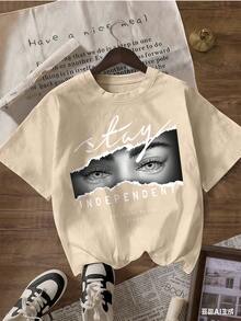 Camiseta de Manga Corta con Texto Inspirador y Estampado Grunge,Camiseta de manga corta de moda para primavera y verano de 2026, hecha en México, 180 gramos. Estampado de dibujos animados, modelo de pareja, apta para uso interior o exterior. Cuello redondo, unisex, ideal para oficina y ocio. Paquete de una pieza. - APR-P631577SLNDXZGY415 - Ver 2