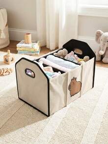 1pc Compartment Storage Box, Laundry Basket, Large Capacity Foldable With Capybara Pattern Print, Multipurpose Storage Box For Nursery, Bedroom, Baby Clothes, Under Bed, Baby Toys - Multicolor - View 3