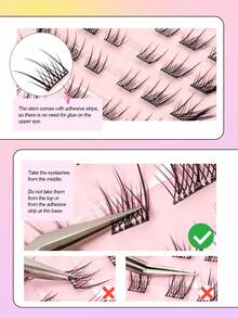 60pcs Self-Adhesive Natural False Eyelashes, C-Curl Cartoon Fox Eye Self-Adhesive Cluster Lashes, No Glue Needed, DIY Individual Eyelash Extensions, Suitable For Daily Wear, Work Commute, Travel, Gifts, Parties, Etc. - C - View 5