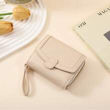 Porte-monnaie court pour femme à 3 volets avec fermeture éclair (pochette) Portefeuille pliable grande capacité - blanc cassé - Voir 7