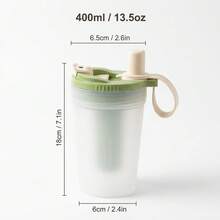 1个便携式水瓶，带茶漏和吸管，塑料材质，适用于牛奶、咖啡、茶，400毫升透明水杯，可重复使用，防漏，适合学生和成人使用，可用于学校、办公室、露营、野餐、旅行、徒步等场合。 - 彩色 - 查看 11