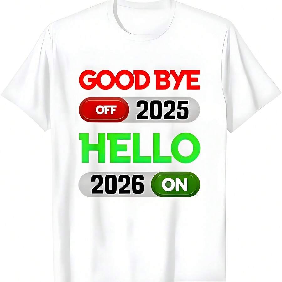 Feliz Año Nuevo 2026 Adiós 2025 Hola 2026 Camiseta - Blanco - Ver 1