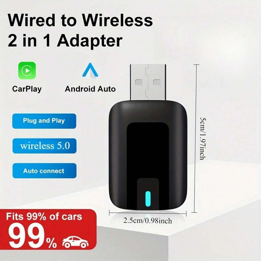 Bộ chuyển đổi CarPlay không dây | Với cổng USB-C, tương thích với Apple và Android, bộ chuyển đổi CarPlay không dây mini cắm là chạy với độ trễ thấp, thiết lập dễ dàng, chất lượng âm thanh được cải thiện, không cần pin, được nâng cấp năm 2025, kết nối nhanh và ổn định. - Q1M - Xem 1
