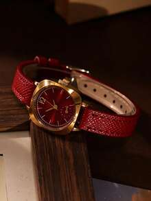 1 pieza Reloj de moda retro para mujer, esfera de aleación clásica, emparejado con una correa de PU versátil y cómoda, reloj casual unisex para estudiantes adecuado para fiestas, vacaciones, reuniones, bodas y uso diario. Es el mejor regalo para mujeres en la temporada de regreso a la escuela, la temporada de graduación y el Día de Acción de Gracias. - Dorado - Ver 4