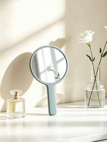 1pc Small/Medium/Large/Extra Large Round Handheld Makeup Mirror | Mother's Day Gift | Bridesmaid Gift | Souvenir | Portable Makeup Mirror Solid Color Pocket Mirror Floating Light High Definition Mirror Surface For Bedroom/Living Room/Bathroom Multiple Scenes - Multicolor - View 27
