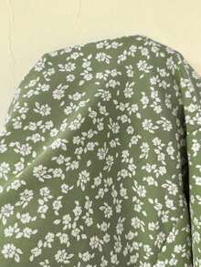 Vestido de playa con tirantes finos y estampado floral ditsy negro para mujeres - Verde Oliva - Ver 8
