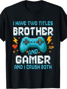 Camiseta unisex, camiseta con temática de consola de videojuegos pixelada de Brothers and PlayersCamiseta unisex de verano de manga corta con estampado220 gramos, blusasparamujer,blusas,blusascasualesparadamaLightweight,TranspirableTela, VintageEstilo,Ropa urbanaModa, FrescoDulce,DiarioInformalRopa LigeraTranspirableTela, VintageEstilo,Ropa urbanaModa, FrescoDulce,DiarioInformalDesgaste - Negro - Ver 1