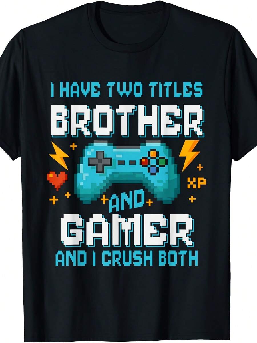 Camiseta unisex, camiseta con temática de consola de videojuegos pixelada de Brothers and PlayersCamiseta unisex de verano de manga corta con estampado220 gramos, blusasparamujer,blusas,blusascasualesparadamaLightweight,TranspirableTela, VintageEstilo,Ropa urbanaModa, FrescoDulce,DiarioInformalRopa LigeraTranspirableTela, VintageEstilo,Ropa urbanaModa, FrescoDulce,DiarioInformalDesgaste - Negro - Ver 1