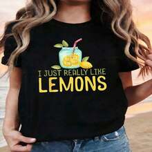 Talla Grande, Camiseta de Mujer Talla Grande con Estampado de Piña - Blusa de Verano de Manga Corta con Cuello Redondo y Estampado de Frutas, Top Casual Elegante para Primavera/Verano, Lavable a Máquina para Conjuntos de Playa y Atuendos Casuales (Cuando una sola no es suficiente)-Camiseta Vintage de Estilo Urbano Unisex de Algodón Suelto de Manga Corta con Cuello Redondoblusas para mujer,playeras de mujer,blusas casuales para dama - Negro 8 - Ver 6