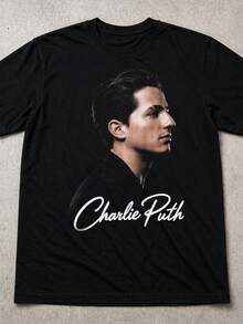 Charlie Puth T Shirt Minimalist Pop Music Graphic Tee Gift - Black - View 1