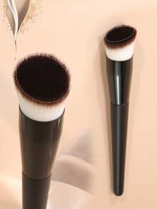 Large Bevel Foundation Make-Up Brush, Compact, Soft And Fluffy Makeup Brush, Suitable For Liquid Foundation And Foundation Make-Up Paste Application On The Face, Highlight Mixing, Concealer And Outline Of The Face, Solid Wood Handle, Portable Makeup Tools, Suitable For Family, Travel And Beginners - Black - View 6
