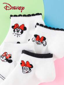 Disney 1/4/8 双装迪士尼女士短袜 - 米妮趣味卡通可爱时尚条纹波点蕾丝边 - 弹性好，适合日常穿着 - 彩色 - 查看 5