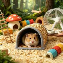 1pc Hamster Sleeping House Hideaway, Natural Woven Durable, Suitable For Hamsters, Gerbils, Mice And Other Small Animals Cage Accessories - Multicolor - View 3