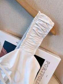 Blusa sin mangas de ajuste holgado con cintura anudada para mujer - Blanco - Ver 7
