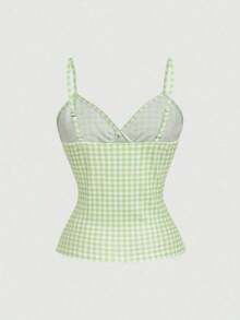 Camiseta ajustada de mujer con patrón ondulado de punto - Verde - Ver 3