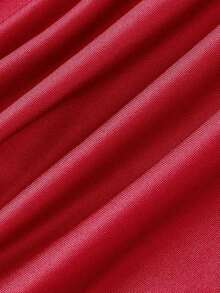 Set de 2 piezas con hombros/tirantes asimétricos y drapeado en color vino tinto y camiseta sin mangas - Rojo - Ver 9