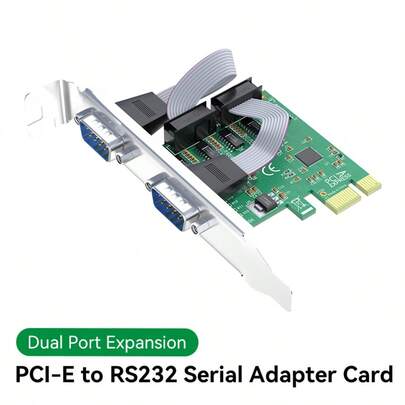 PCI-E 转 2 端口 RS232 串口卡，台式机 PCI-E 转 COM 端口扩展卡，串口适配器卡，工业级串口扩展卡