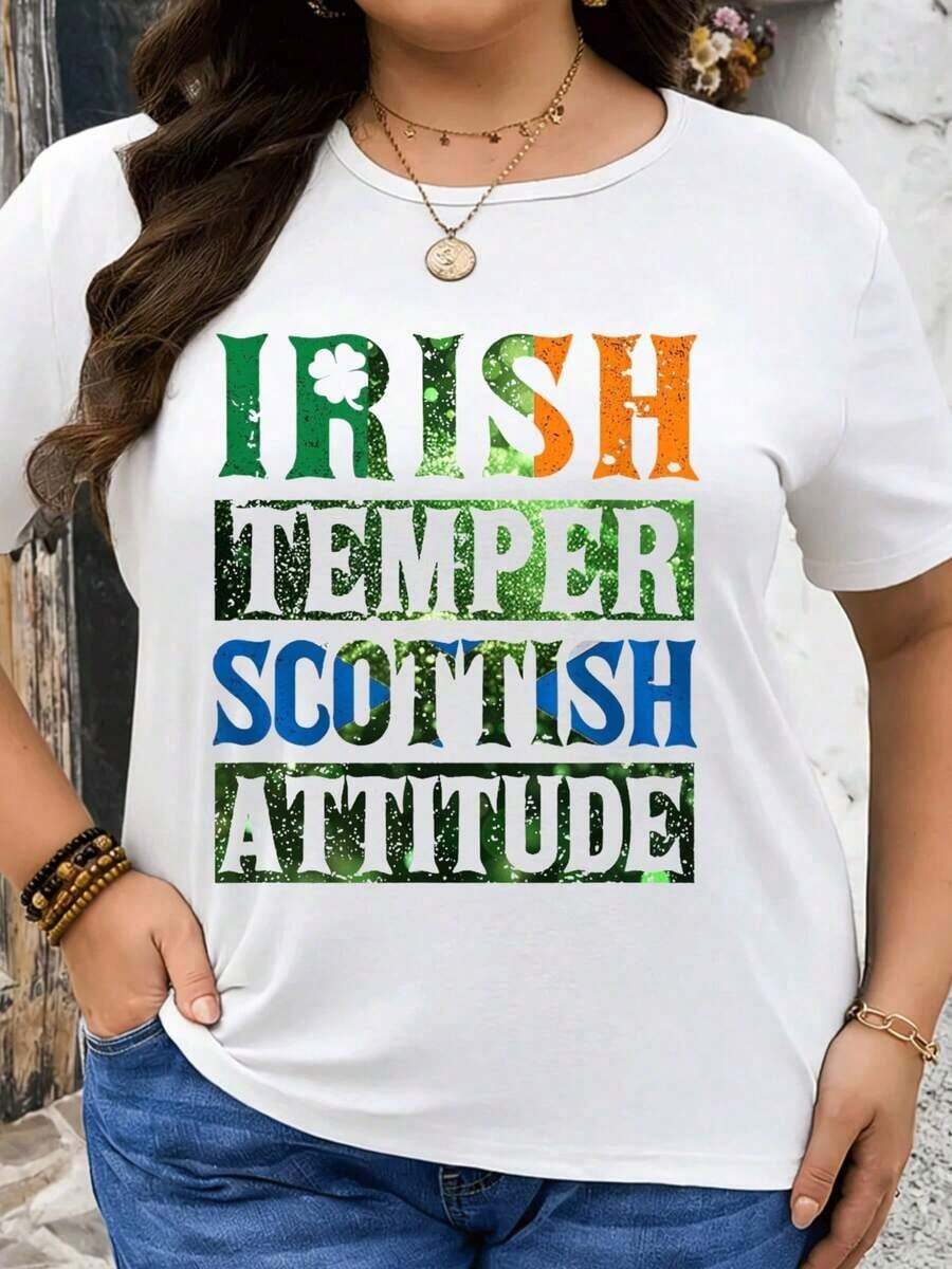 Camisetas de verano: Camiseta "Irish Temper Scottish Attitude" para el Día de San Patricio, disfraz de herencia celta, camiseta divertida y llamativa. Es una camiseta perfecta para regalar a amigos y familiares en cualquier día festivo u ocasión especial. Ropa de verano de 220g. - Blanco - Ver 1