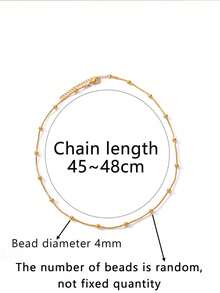 1 Stück minimalistischer runder Schlangenketten-Perlen-Halskette/Armband/Fußkette, Damen 18K vergoldet Edelstahl in verstellbarer Größe, modisches Schmuckzubehör (einzeln verkauft) - Goldgelb - Übersicht 14