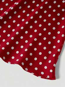 Falda de estilo vacacional elegante y retro con estampado de lunares para mujeres, otoño, invierno - Rojo - Ver 5
