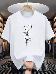 Camiseta de manga corta y cuello redondo para mujer con estampado de globos en forma de corazón. - Blanco - Ver 2