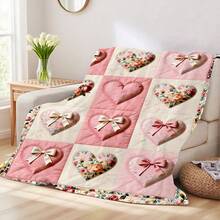 1pc Comfortable Colorful Crochet Floral Pattern Flannel Blanket, Bedroom Decor, Picnic Mat, Travel Throw, Wool Blanket, Bed Blanket, Plush Throw, Autumn Blanket, Summer Quilt, Bedroom Rug, Soft Blanket, Sofa Cover, Cool Fleece, Soft Polyester Knitted Design, Multipurpose, Machine Washable, Bedding, A Fluffy Blanket And Cozy Throw, Ideal Gift For Family And Friends On Birthday, Anniversary, Everyday - Multicolor - View 4