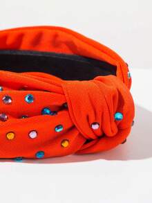 1 pieza Diadema ancha de estilo barroco exagerado de moda coreana con cristales de colores y strass, adecuada para niñas que asisten a banquetes y fiestas (el color y la colocación de los cristales son aleatorios) Diadema para el cabello - FG160 Rojo - Ver 2