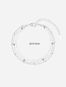 1 chiếc vòng tay bạc S925 cao cấp nhiều lớp dành cho nữ, đa năng, phù hợp đeo hàng ngày/đi nghỉ mát, tạo vẻ lấp lánh, phong cách tối giản đường phố công nghiệp. - Xích - Xem 8