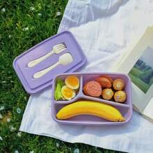 4pcs/Set Korean Style Student Compartment Plastic Lunch Box, Portable Outdoor Picnic Thermal Heating Microwave - Multicolor - View 8