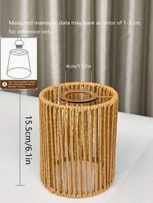 1 chao đèn hình trụ đan bằng mây, đèn treo thủ công phong cách Boho, thích hợp cho phòng ăn/bếp/phòng ngủ/phòng khách, không kèm nguồn điện. - Hình bán nguyệt - Xem 11