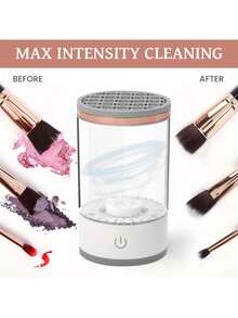 [Automatic Makeup Brush Cleaner] Automatic Makeup Brush Cleaner, Electric Brush Washer For Daily Use, Christmas Gift - White - View 3