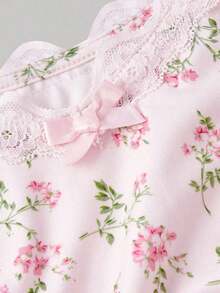 Camiseta de mujer con parche de encaje y decoración de lazo - Multicolor 6 - Ver 3