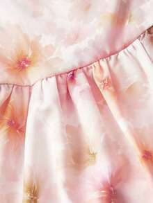 Vestido de mujer con estampado floral y cuello halter con lazo, de moda para citas y fiestas - Rosa Pálido - Ver 7