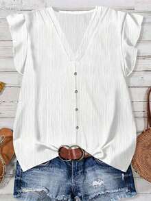 Camisa minimalista casual para mujer, adecuada para el verano - Blanco - Ver 6