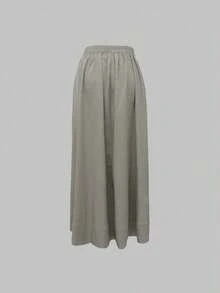 Falda de unicolor simple y a la moda, ideal para todo uso, nueva colección otoño 2025 - Gris - Ver 2