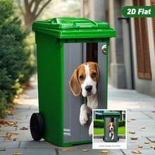 1pc Trash Can Sticker [14.57 X 32.28 Inches] Peeking Dog Design, Wall Decal Adhesive Wallpaper For Kitchen Trash Can Decor, Applicable To Trash Can, Wall, Home Decor - Style 1 - View 6