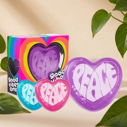 Juguete suave en forma de corazón, suave y apretable, mejor regalo para familiares y amigos, súper duradero, textura suave, no pegajoso, moldeable, múltiples colores (rosa/azul/morado), juguete sensorial para aliviar el estrés (con caja de regalo)