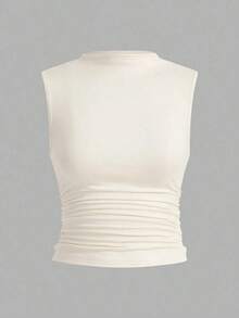 3 piezas Tops sin mangas plisados, tops sin mangas casuales de cuello plano para mujer, gran valor en paquete de 3, para el verano - Multicolor 3 - Ver 5
