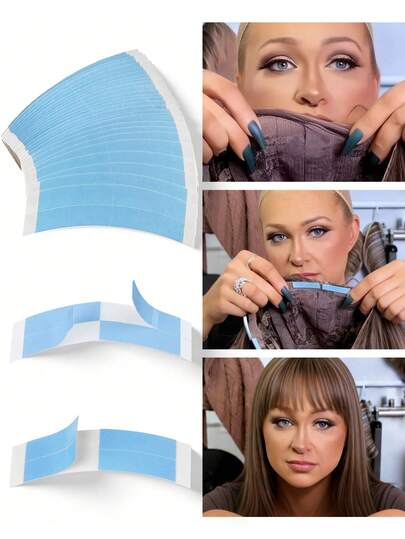 Goiple 36pcs/72pcs Blue Double-Sided Wig Tape, Waterproof, Strong Adhesive, Suitable For Full Wigs, Hair Extensions, Hairline, Replacement Pieces, Hair Stylist Accessories, Hair Styling Tools, Salons, Can Also Be Used On Clothing, Non-Slip Invisible Stickers, Unisex Daily Use