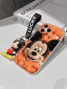 Disney Mickey Mouse Clubhouse Phone Case : 3D Fluffy Pattern Border Protector Phone Soft Phone Case With A Free Cute Mickey Bracelet Chain Lanyard, Mickey, Minnie, Goofy, Donald Duck, Daisy Duck, Pluto, For Apple 17 Promax 17 Pro 16 15 14 13 12 11 Pro Max XS Max X XR Soft Cover Summer Phone Case - 白色 - 查看 7