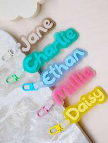 1PC Personalised Acrylic Name Backpack Tag Keyring Funky Style School Bag Tag Custom Name Keychain Boy Girl Bag Luggage Tag, Back To School, Bag Charms - Custom Keychain - View 5