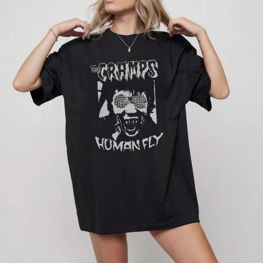 The Cramps Human Fly T-Shirt, Vintage Punk Rock Band T-Shirt, Retro Music Fan Unisex Shirt, 100% Cotton T-Shirt - Premium Casual Comfortable Fit - 黑色 - 查看 1
