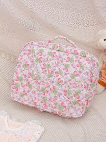 Large Capacity Travel Luggage Bag Multifunctional Storage Bag Pink Floral Print Luggage Organizer Bag Foldable Clothing Storage Bag,Wash Bag - Multicolor - View 12