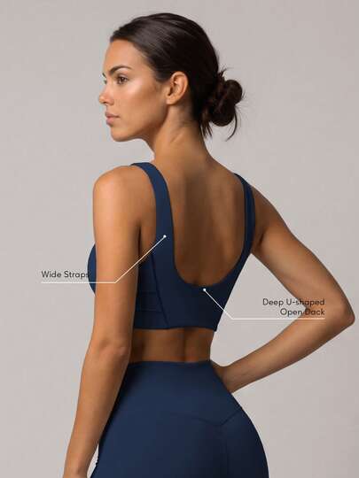 Sodalemon Women's Velvet Trim Solid Color Sports Bra With Removable Pads, Suitable For Yoga, Running, Gym Workout