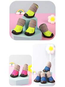Zapatos de malla transpirable para mascotas, zapatos de malla hueca antideslizante y resistente al desgaste para caminar con mascotas - Multicolor - Ver 8