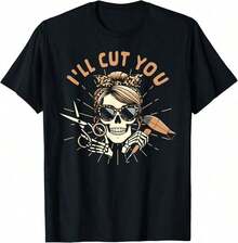 Camiseta de Peluquero, Estilista, Barbero, "Te Cortaré el Cabello" - Negro - Ver 6