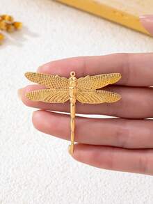 夢幻雕刻金屬鏤空蜻蜓胸針，適合派對與日常穿搭 - 金色 - 查看 4