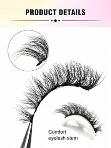 8 Pairs Of Luxurious Fluffy False Eyelashes, Reusable, Soft, Full Striped Faux Mink Fiber Lashes, Lengthening & Curling, Cartoon Style False Lashes, Suitable For Cosplay, Parties, Eid, Holidays - Black - View 3
