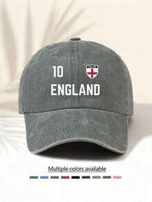 1pc Washed Baseball Cap With "ENGLAND 10" National Flag Logo Print, Best Gift Choice, Versatile Casual Fashionable, Highly Attractive All-Season Decorative Item, Must-Have Stylish Accessory - Washed Cap - View 9